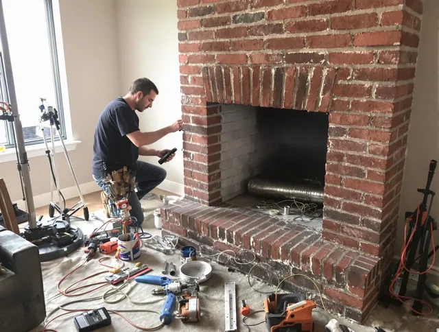 Grove City Chimney Sweep specialist finalizing chimney liner service in Grove City, OH