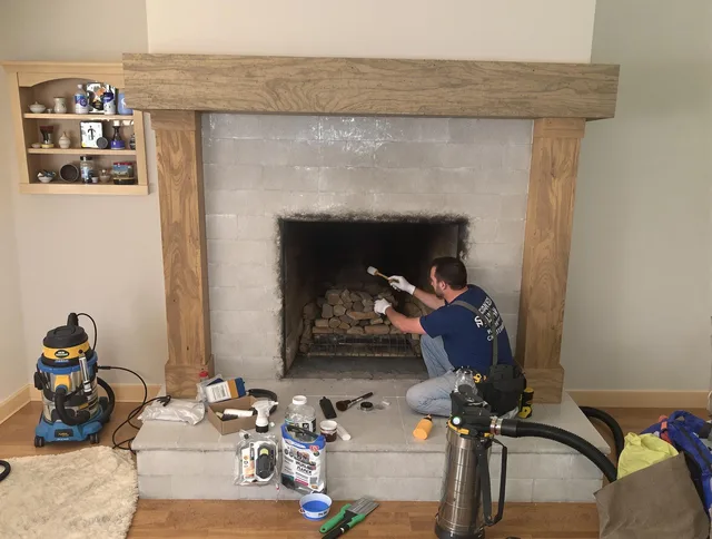 Detailed creosote removal process by Grove City Chimney Sweep in Grove City, OH
