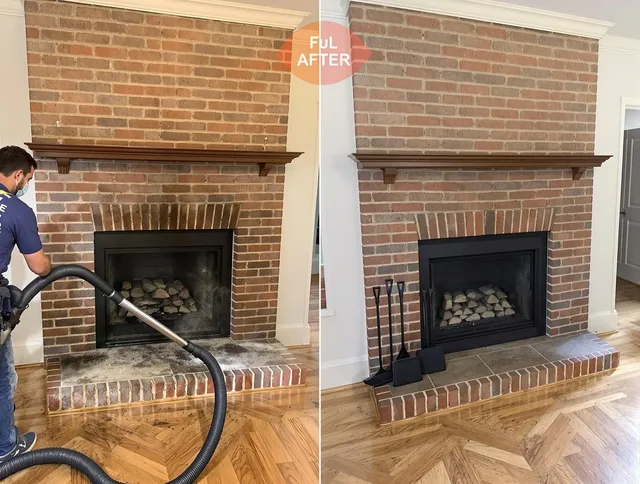 Grove City Chimney Sweep carefully sanitizing a fireplace in Grove City, OH