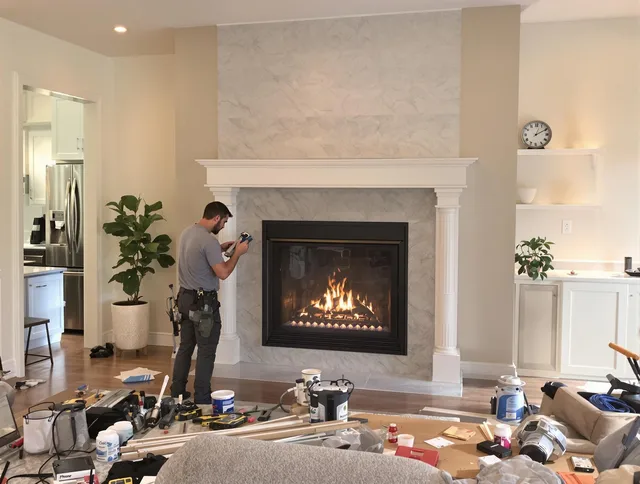 Newly installed fireplace by Grove City Chimney Sweep in Grove City, OH